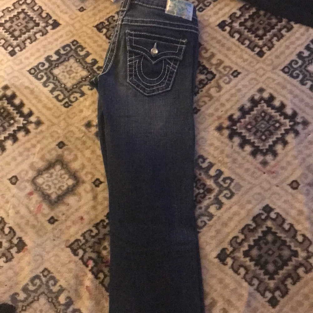 Navy blue boot cut jeans